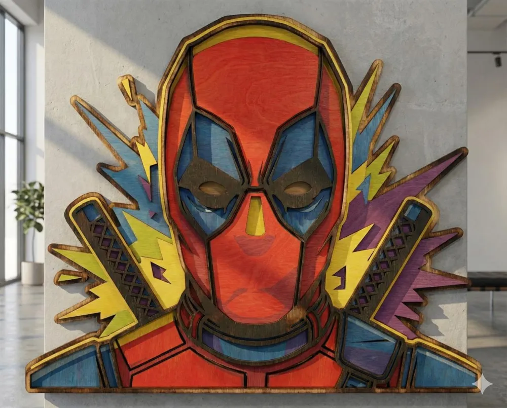 Deadpool wall layered art, laser cutting file - Free 3D Print Model ...