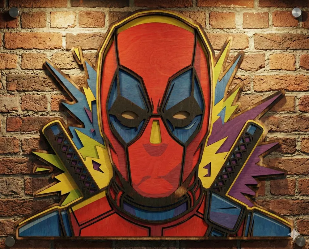 Deadpool wall layered art, laser cutting file - Free 3D Print Model ...