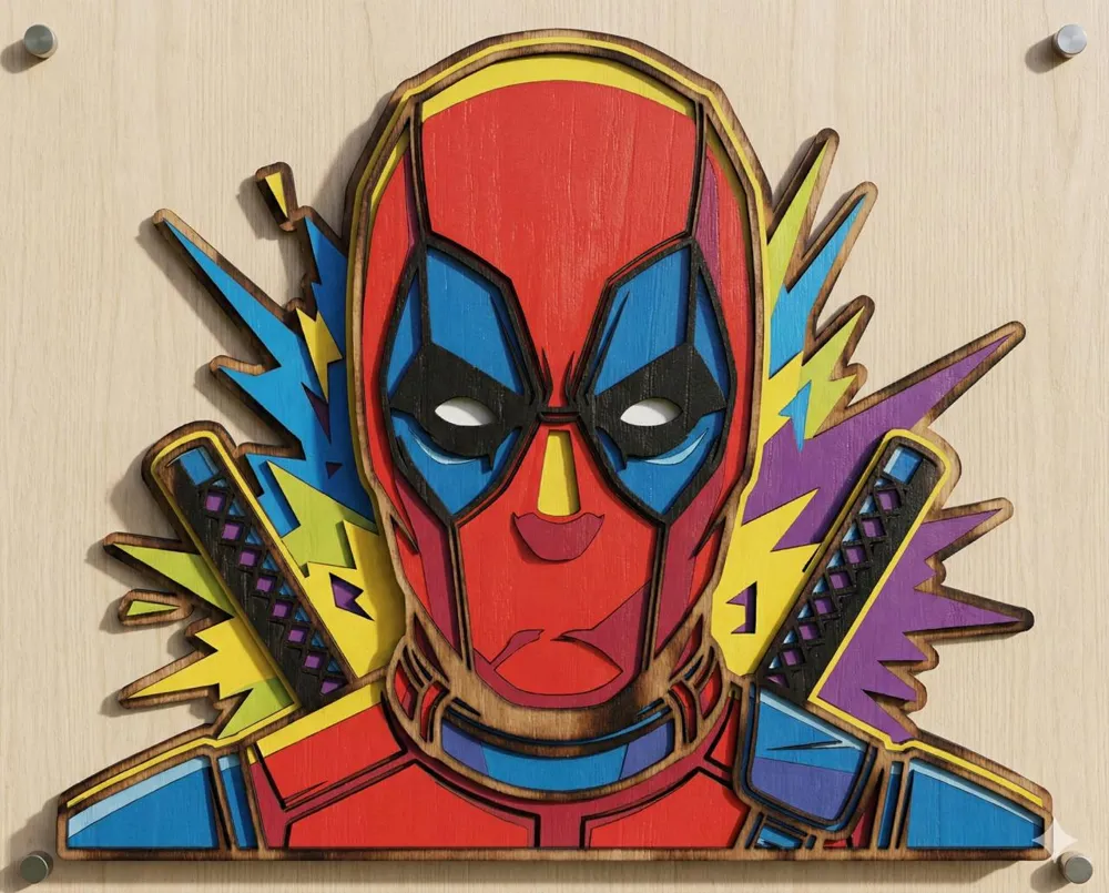 Deadpool wall layered art, laser cutting file - Free 3D Print Model ...