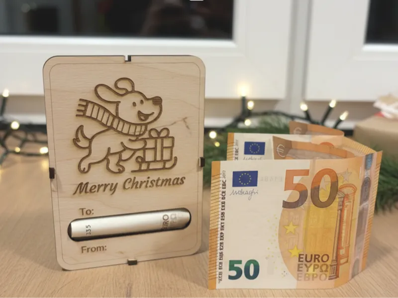 Foldable Wooden Money Card - DOG