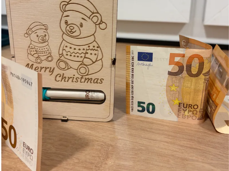 Foldable Wooden Money Card - Tedy Bear