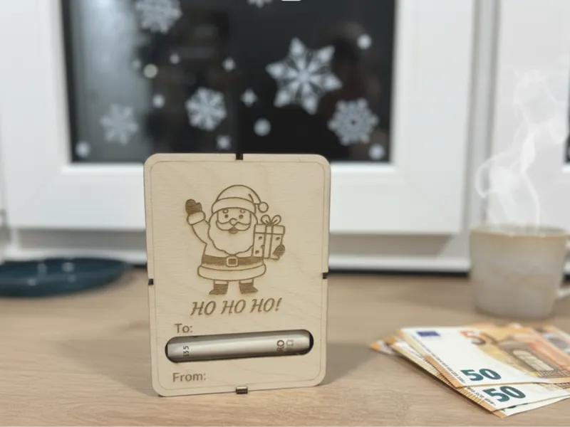 Wooden Money Card with Santa