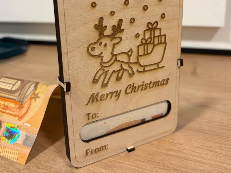 Wooden Money Card -Reindeer