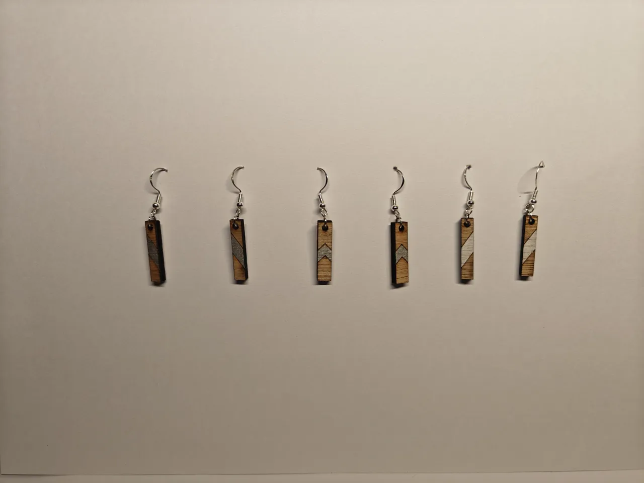 Wooden earrings with paintable details view 3