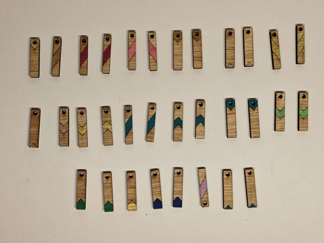 Wooden earrings with paintable details view 4