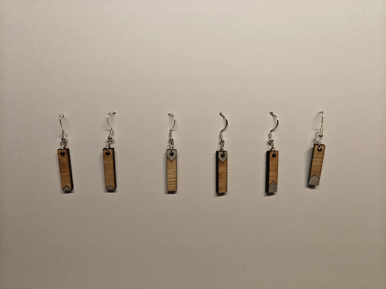 Wooden earrings with paintable details view 2