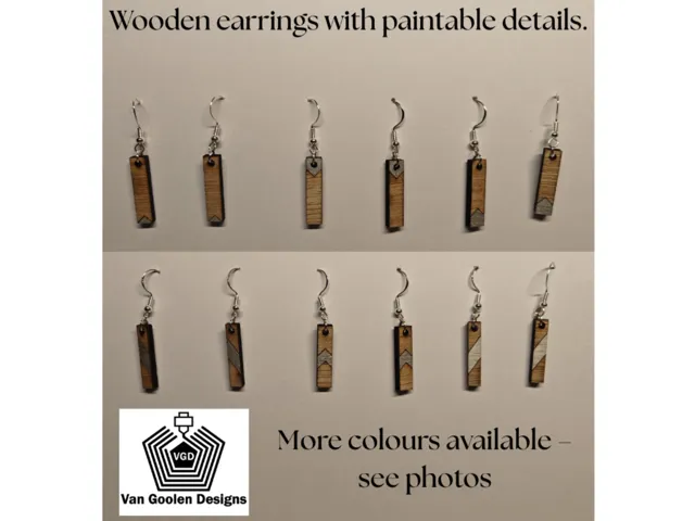 Wooden earrings with paintable details