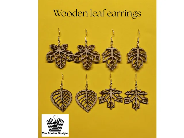 Wooden leaf earrings set 2