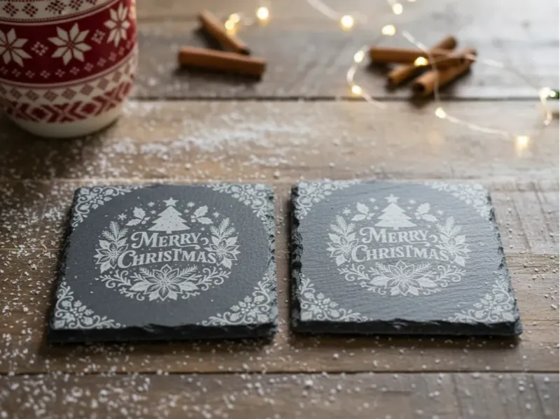 Merry Christmas Slate Coaster