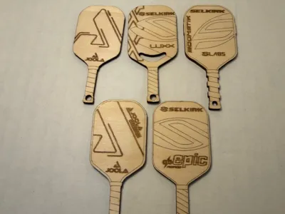 Wood Pickleball Paddle Keychains