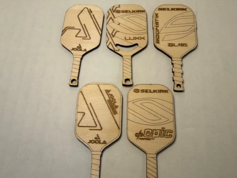 Wood Pickleball Paddle Keychains
