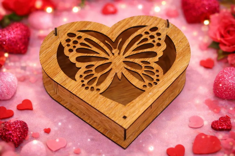 Romantic Butterfly Heart Gift Box – Laser Cut SVG - Free 3D Print Model ...
