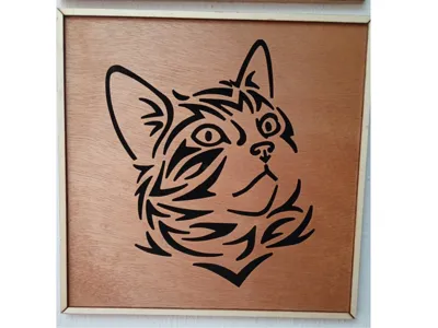 Tribal tattoo style cat frame