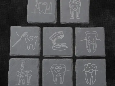 Dental Line Art Slate Coasters - Set of 6 or 8