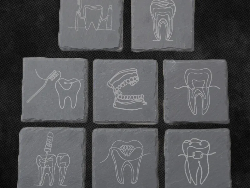 Dental Line Art Slate Coasters - Set of 6 or 8