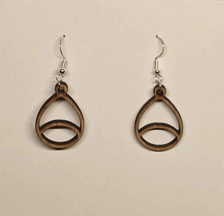 Wooden Raindrop Earring set 1 view 4