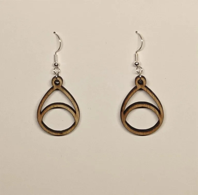 Wooden Raindrop Earring set 1 view 3