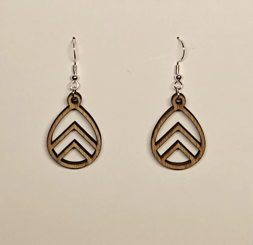 Wooden Earring Raindrop set 2 view 4