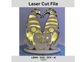 Laser Cut File You and me Wichtel 4mm Holz Lampe