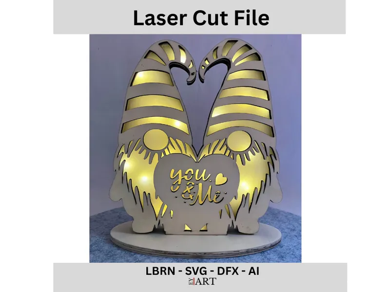 Laser Cut File You and me Wichtel 4mm Holz Lampe