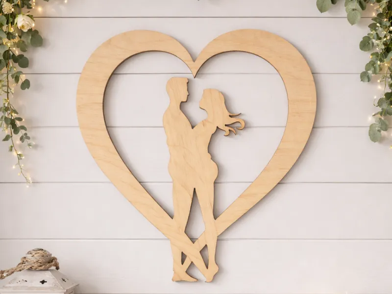 Cuore con Coppia Abbracciata - Silhouette Infinito