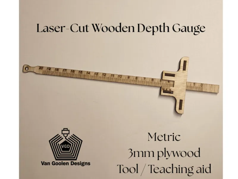 Laser-Cut Wooden Metric Dept Gauge