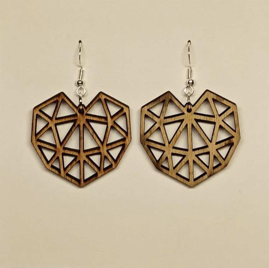 Geometric heart earring set view 3