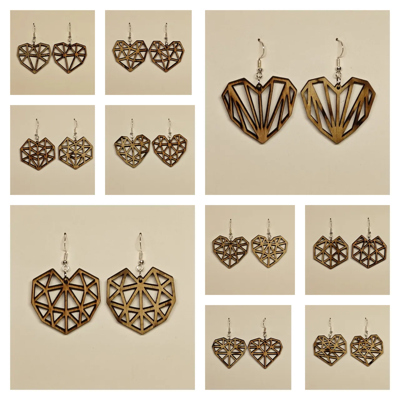 Geometric heart earring set view 2