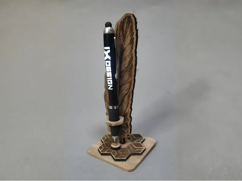 Wooden Feather Pen Holder – Laser Cut Desk Stand