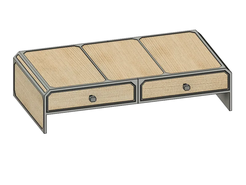 Wide Monitor Stand Laser Cut Wood Panels