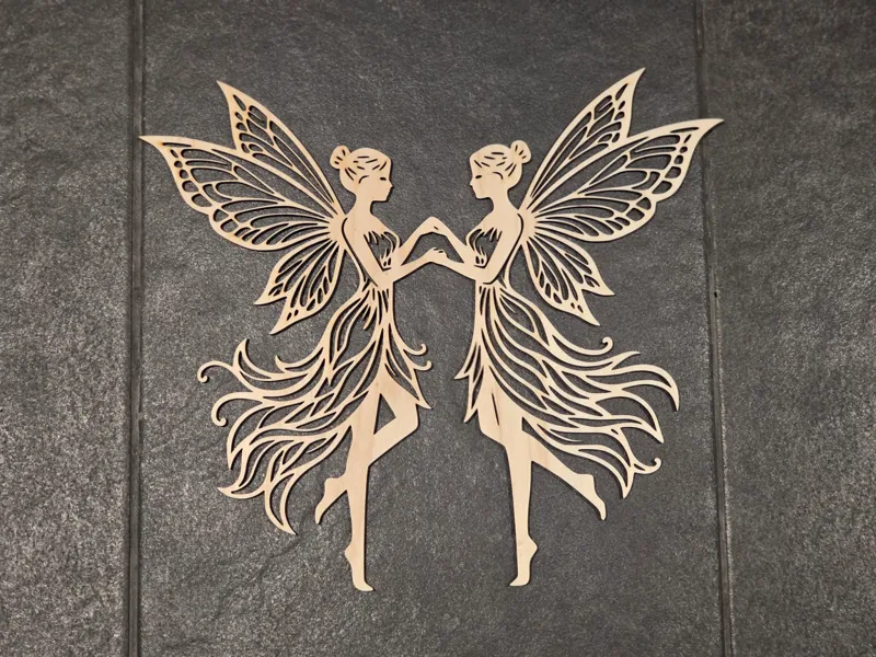 Ethereal Fairy Duo Intricate Laser Cut Wall Art