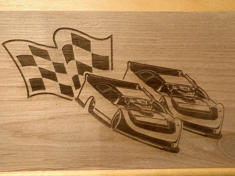 Late Model and Checkered Flag Laser Engraving 