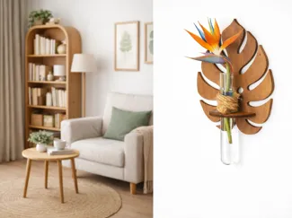 Monstera Leaf Wooden Wall Flower Holder