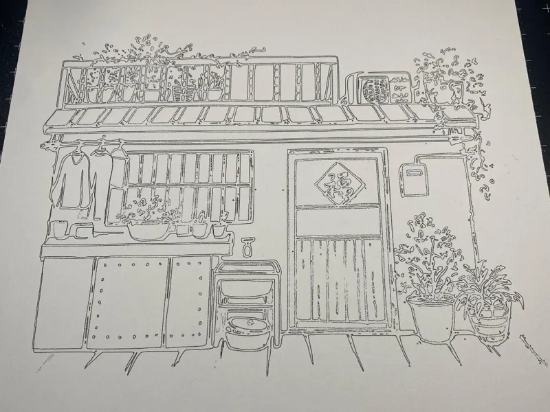 traditionelles Haus / feine Skizze