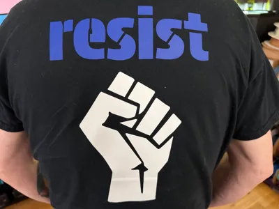 Resist vinyl cut for Tshirt or sticker.