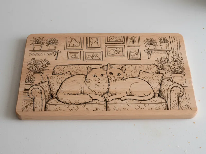 Cat Cuddles on the Couch – Cutting Board