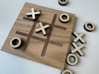 Tic-tac-toe_ Wood Veneered Game