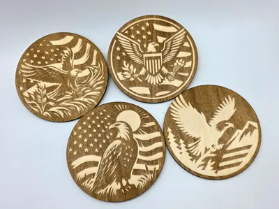 4 Flag and Eagle Coasters