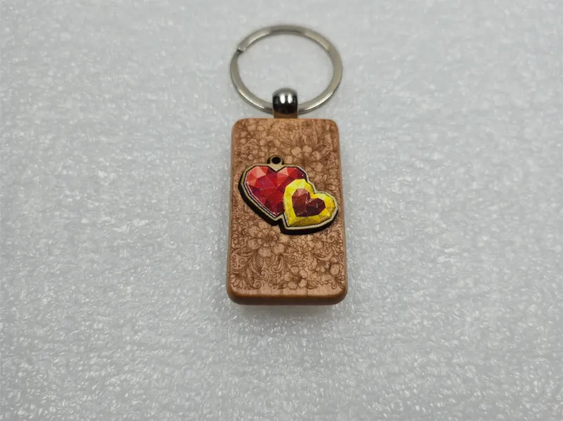 3D laser cut and UV Hearts and Roses keychain