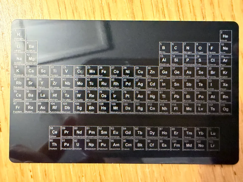 Periodic Table for Laser Engraving