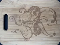 Cutting board with octopus
