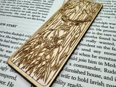 Laser Engraved Wooden Deer Bookmark Art