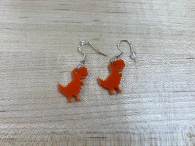 Chrome Dinosaur Earring