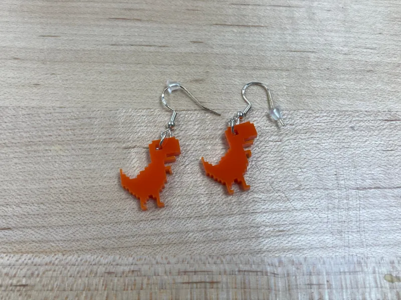 Chrome Dinosaur Earring