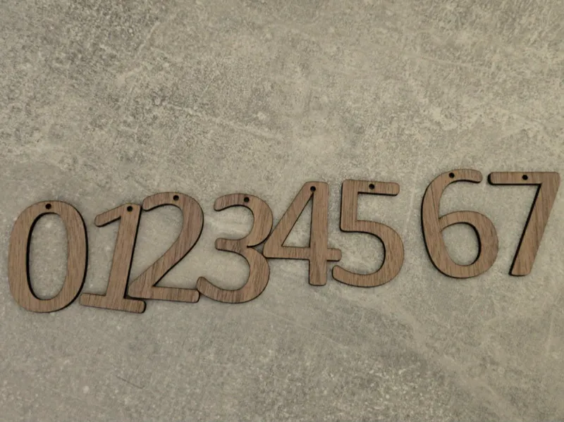 Numbers 0-9 Calibri font 50mm high