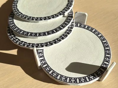 Inlay for Hermès-inspired coasters
