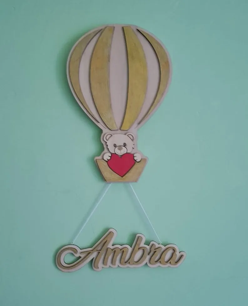 Hot Air Balloon Name Sign – Laser Cut SVG - Free 3D Print Model ...
