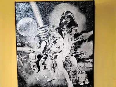 Star Wars 1977 Tribute Laser Engraved Canvas