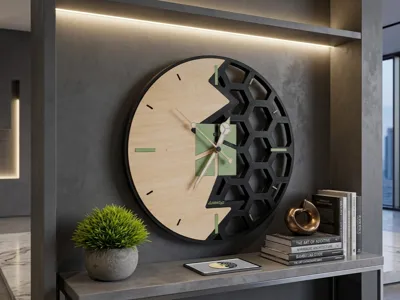 Bambu Wood Honeycomb Wall Clock