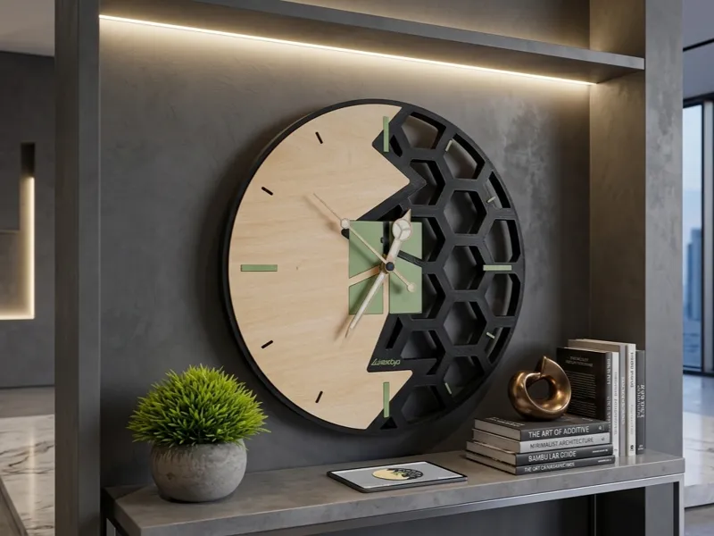 Bambu Wood Honeycomb Wall Clock